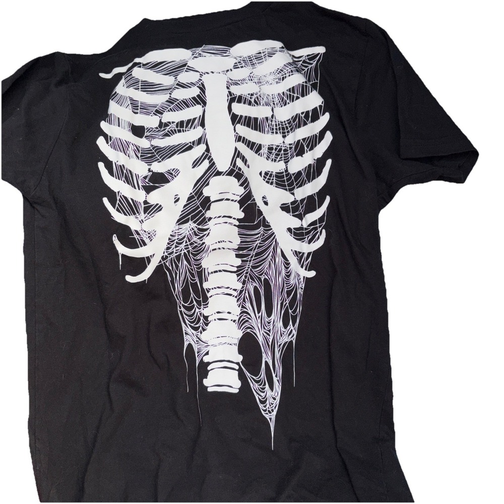 Skeleton Torso MEDIUM ADULT Black Short Sleeve SKELETON WEB T-Shirt RN LVN COSPL